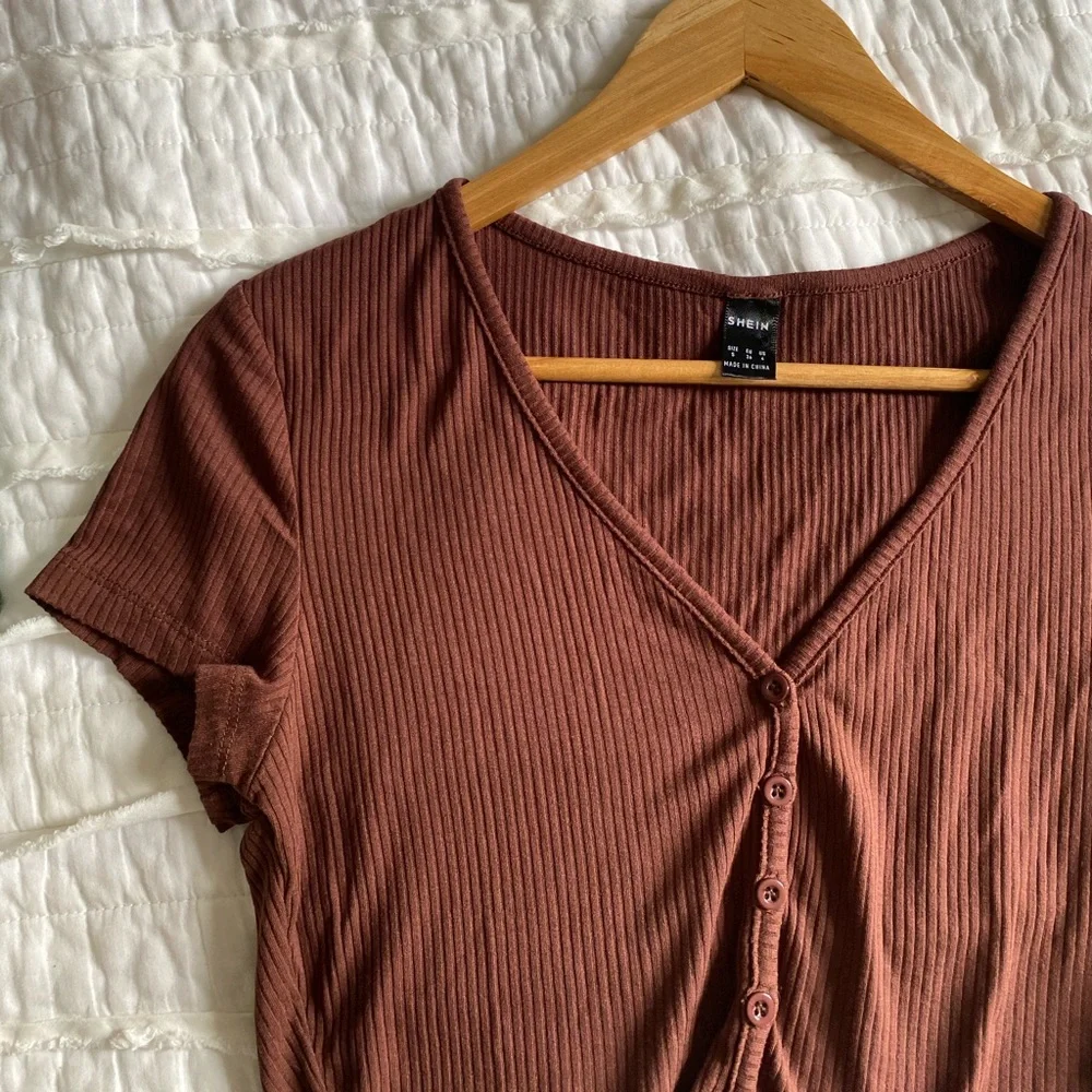 ❌ Shein Brown Ribbed Top - Picture 4 of 6